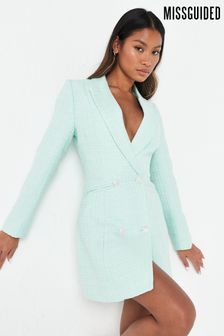 Missguided Green Sparkel Boucle Fitted Blazer Dress (K02054) | £65