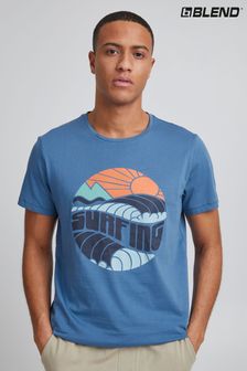 Blend 4 Colour Print T-Shirt With Retro Surf Print