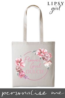 Personalised Lipsy Name Floral Wreath Flower Girl Tote Bag (K02716) | £15
