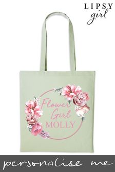 Personalised Lipsy Name Floral Wreath Flower Girl Tote Bag (K02718) | £15