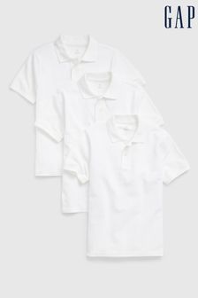 Gap White Organic Cotton Uniform Polo Shirt 3-Pack (K04362) | £35