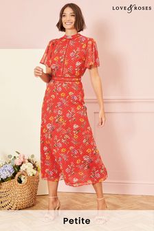 Love & Roses Dobby Chiffon Midi Dress