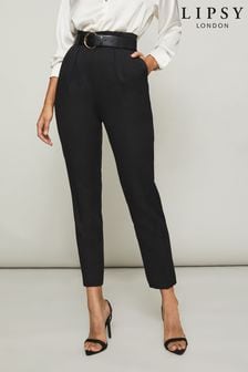 Pong Black Belted Tapered Trouser (K06316) | £35
