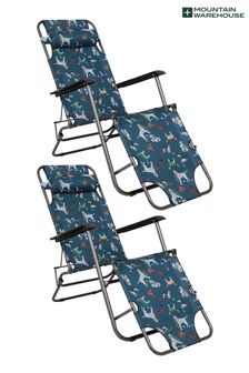 Mountain Warehouse Blue Sunlounger Folding Chair Set (K06662) | £80