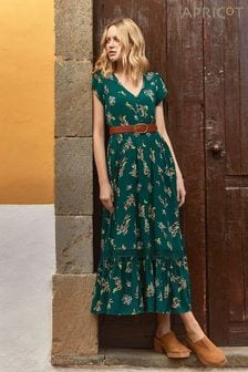 Apricot Green Botanical Lace Insert Maxi Dress (K10467) | £42