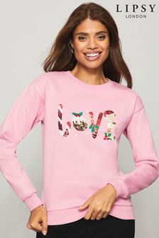 Lipsy Pink Love Regular Christmas Sweatshirt (K13109) | £29