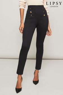 Lipsy Black High Waisted Button Detail Legging (K13118) | £28