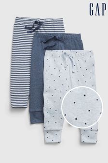 Gap Blue Print Organic Cotton Joggers 3-Pack - Baby (K13953) | £20