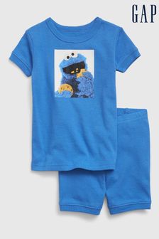 Gap Baby Sesame Street 100% Organic Cotton Cookie Monster PJ Shorts Set