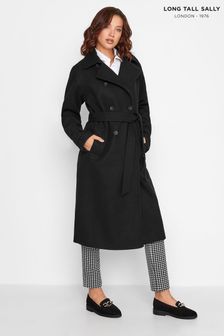 Long Tall Sally Black Double Breasted Winter Trench Coat (K16216) | £89