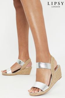 Lipsy Silver Regular Fit Elastic Low Wedge Sandal (K16439) | £33