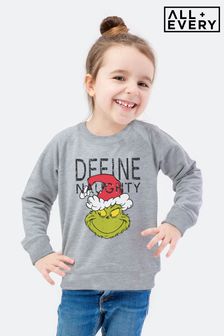 All + Every Heather Grey The Grinch Define Naughty Kid's Sweatshirt (K18959) | £27