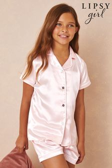 Lipsy Pink Satin Pyjama Set (K23145) | £18 - £26