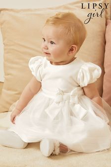 Lipsy White Baby Puff Sleeve Occasion Dress (K24154) | £40 - £42