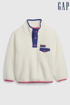 Gap Beige Arctic Fleece Mockneck Pullover Sweatshirt (K26453) | £34
