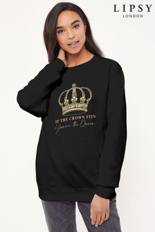 Lipsy Black Platinum Jubilee If the Crown Fits Women's Sweatshirt (K28726) | £27