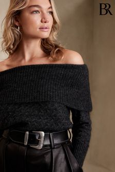 Banana Republic Grey Lustro Off-Shoulder Jumper (K29413) | £105