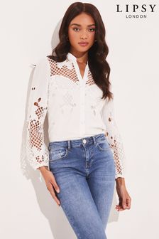 Lipsy White Embroidered Shirt (K33348) | £65