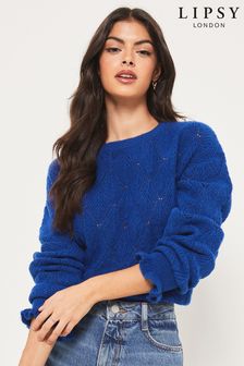 Lipsy Cobalt Regular Pointelle Lofty Knit Jumper (K34176) | £36