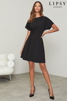Lipsy Black Petite Twist Side Skater Dress (K39296) | £38