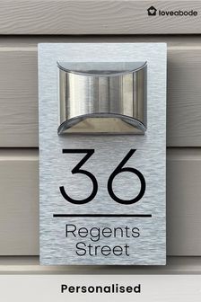 Personalised Solar House Sign LED Illuminated Aluminium Modern Door Number Plaque by Loveabode (K39682) | £29