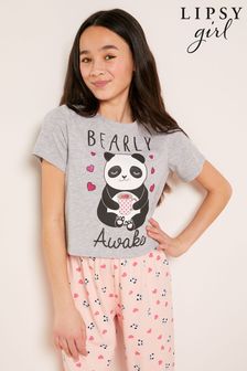 Lipsy Pink Panda Short Sleeve Long Leg Pyjama Set (K40847) | £17 - £25