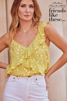 Friends Like These Yellow Ruffle Strappy Cami Top (K41671) | £32