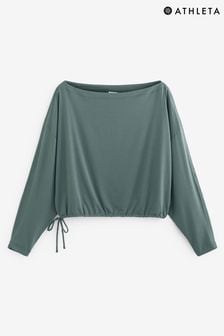 Athleta Green Long Sleeve Asymmetric Cool Down T-Shirt (K42469) | £45