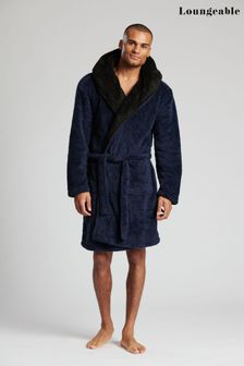 Loungeable Blue Contrast Hooded Dressing Gown (K43167) | £34