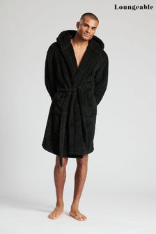 Loungeable Black Super Soft Hooded Dressing Gown (K44522) | £34