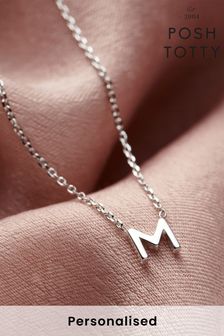 Personalised Petite Silver Initial Necklace by Posh Totty (K44886) | £55