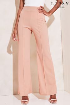 Pong Pink High Waist Wide Leg Tailored Trousers (K47046) | £29