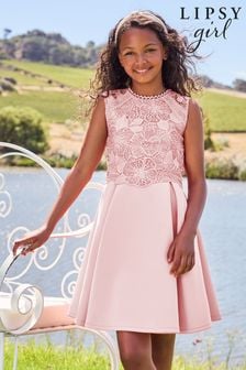 Lipsy Blush Pink Lace Bodice Occasion Dress (K47132) | £40 - £48