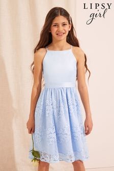 Lipsy Blue Lace Skirt Occasion Dress (K47136) | £45 - £53