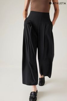 Athleta Black Brooklyn Mid Rise Featherweight Wide Leg Trousers (K47320) | £85