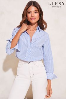 Lipsy Blue Stripe Poplin Button Up Shirt (K52893) | £30