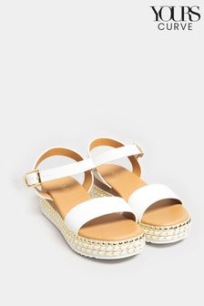 Yours Curve White Extra-Wide Fit Two Part Espadrille Sandal (K57899) | £33