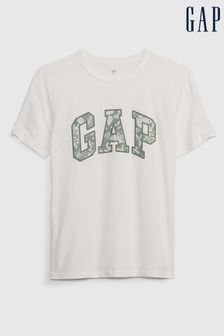 Gap White Floral Print Logo Crew Neck T-Shirt (K60685) | £10