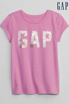 Gap Pink Metallic Floral Graphic Short Sleeve T-Shirt (K63459) | £10