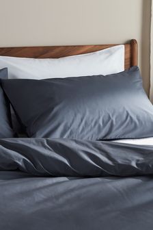 Bedfolk Set of 2 Blue Luxe 100% Cotton King Pillowcases