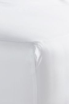 Bedfolk White Luxe Cotton Deep Fitted Sheet