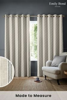 Emily Bond George Stripe Print Charcoal Made to Measure Curtains