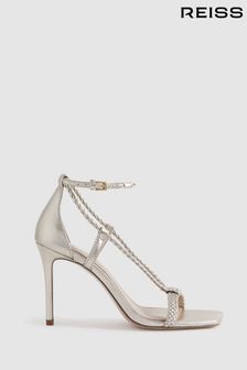 Reiss Paige Leather Plaited Strappy Heeled Sandals