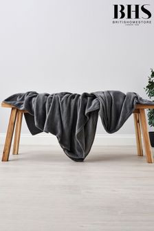 BHS Charcoal Grey Snugglie Fleece Throw