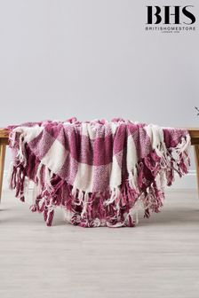 BHS Pink Trieste - Feather Woven Throw
