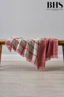 BHS Red Roma Loose Fringe Throw