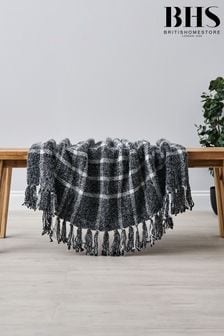 BHS Grey Chequers Throw
