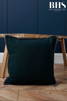 BHS Blue Felt Blanket Stitch Cushion