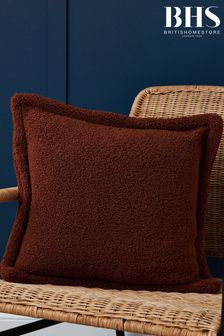 BHS Terracotta Red Bouclé with Flange Edge Cushion