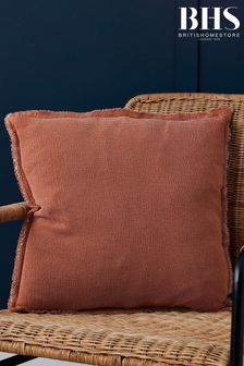 BHS Terracotta Orange Cotton Fringe Cushion